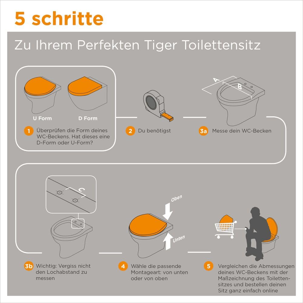 Tiger Tulsa Toilettensitz mit integriertem Kindersitz, WC-Sitz mit Absenkautomatik und Easy-Clean-Funktion, integrierter Sitz für Kinder mit magnetischer Halterung, Weiß, Edelstahlbefestigung