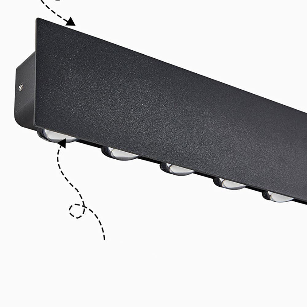 Lampa ścienna nowoczesna prosta czarna prostokątna patio kinkiet zewnętrzny matowa matryca aluminiowa lampa w górę i w dół używana w hotelowym przejściu lampa na podwórko / zimne światło/12,2
