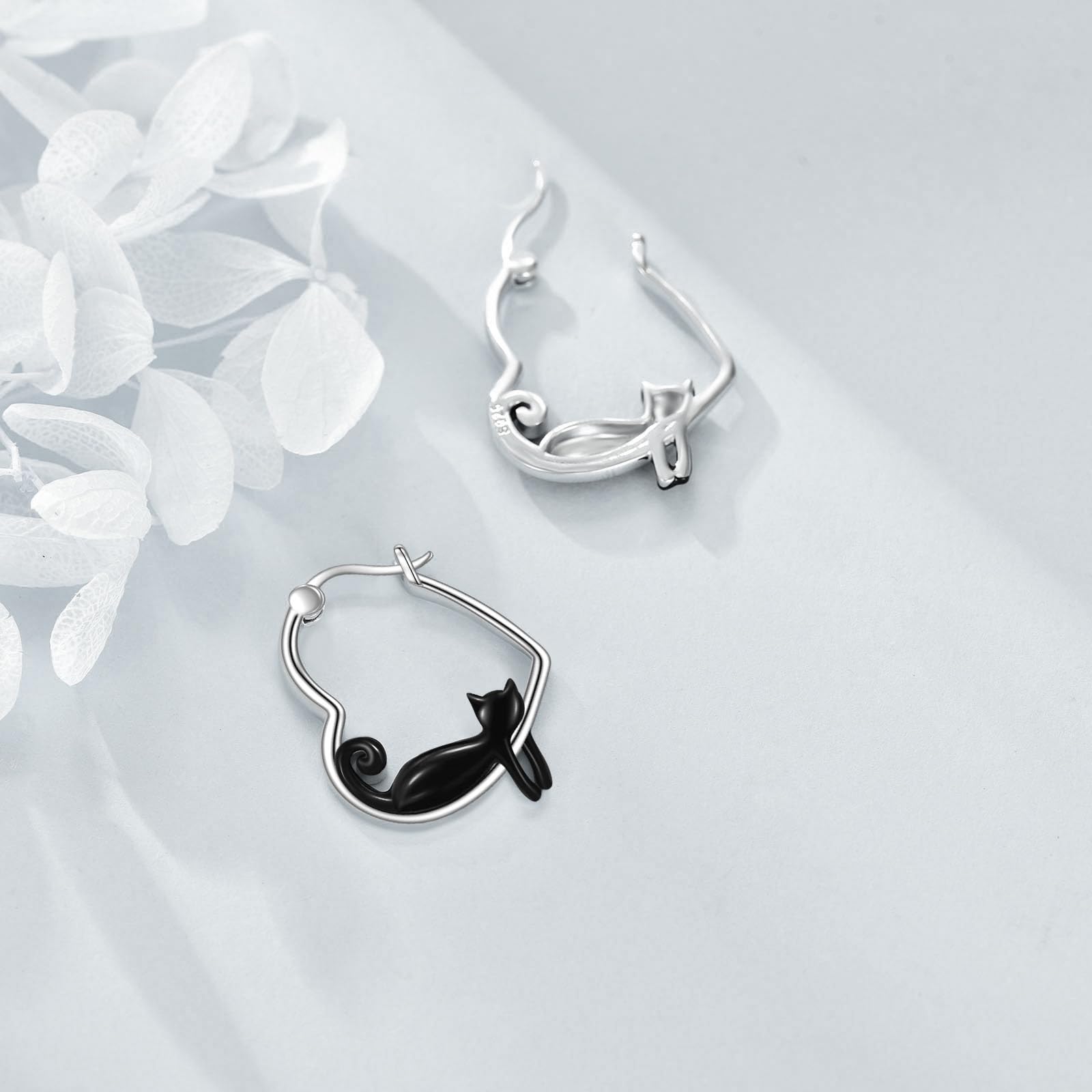 YFN Cat Gifts Ohrringe Sterling Silber Cute Animal Cats Dangle Ohrringe Schmuck für Frauen Teen Girls