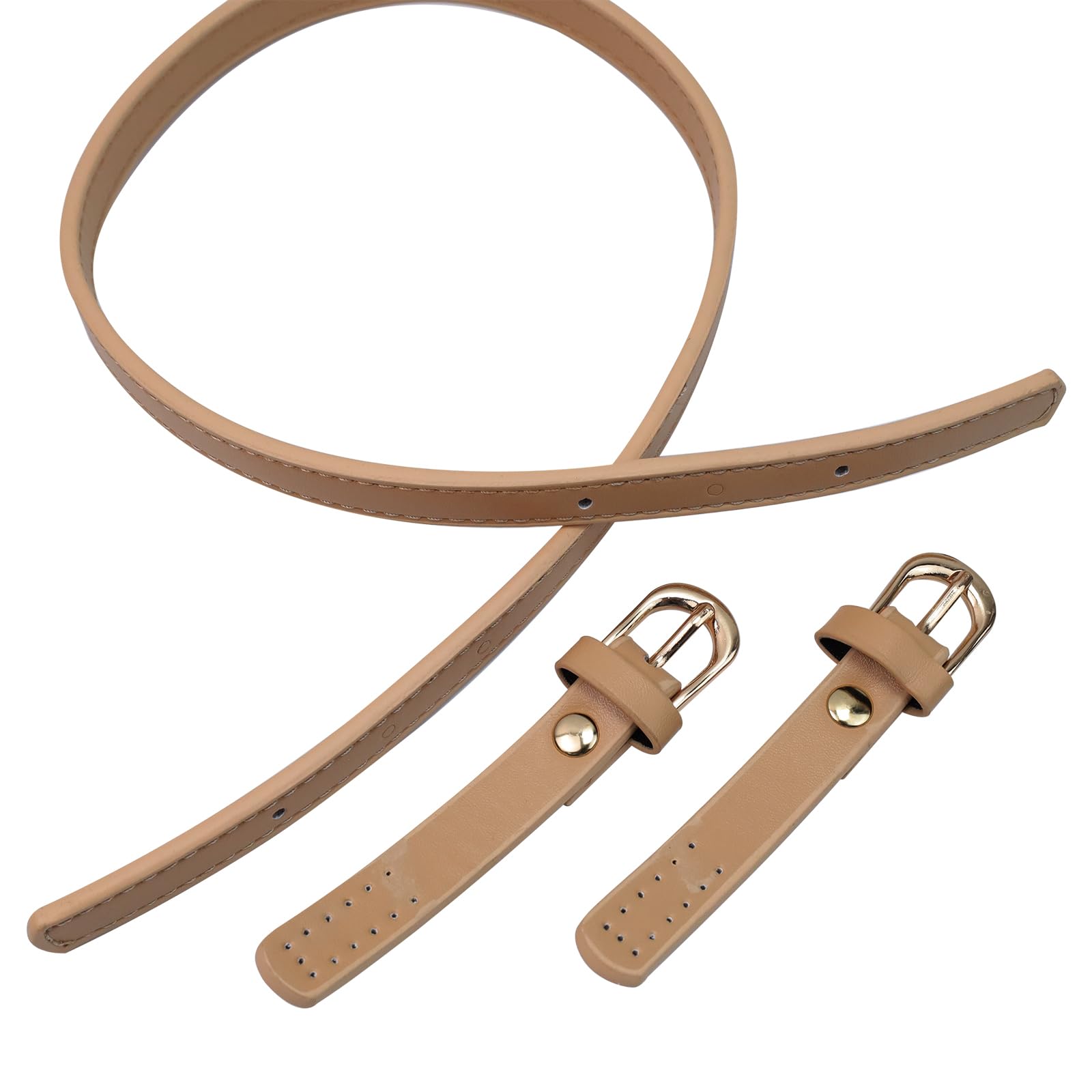 Semetall 2Pcs Purse Strap Leather Handles for Bags,PU Leather Purse Strap Sewing Replacement Handbag,Light Khaki