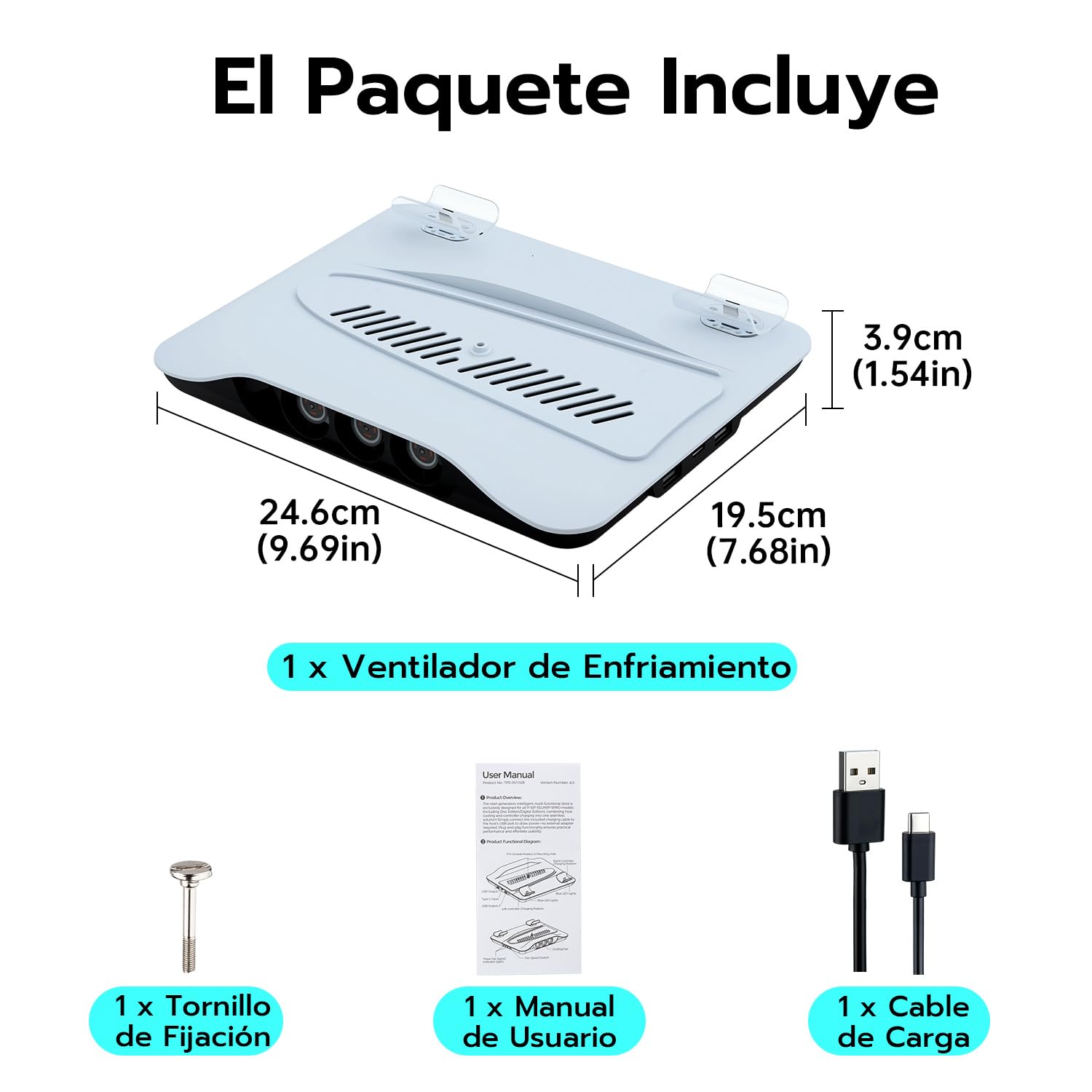Soporte para PS5 Pro/Slim, luces LED, estación de refrigeración con carga dual
