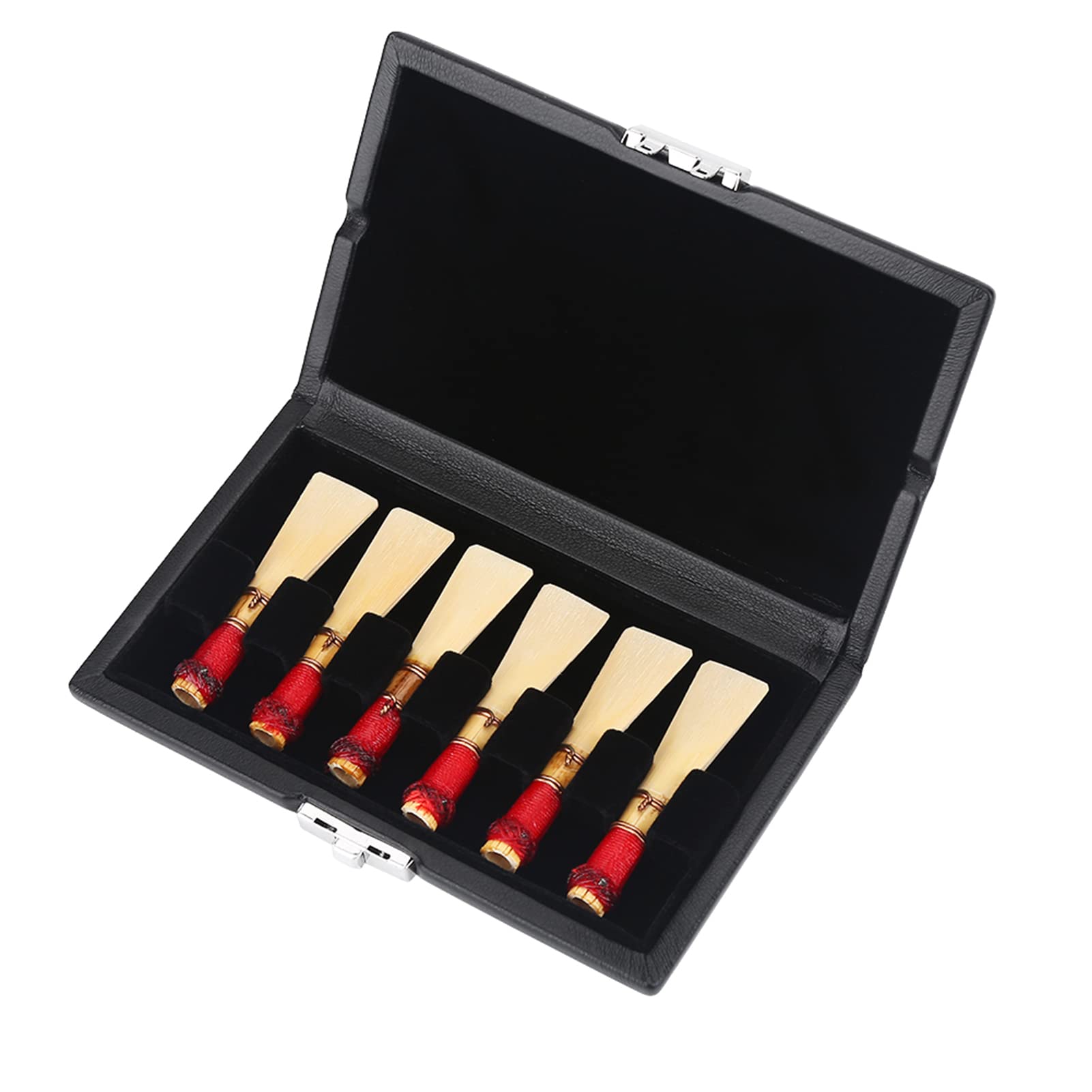 Boîte en Cuir d'unité Centrale Basson Reed Case,Étui pour anches de Saxophone,Reed Container Box Basson Accessoire avec Fentes pour 6pcs Reeds