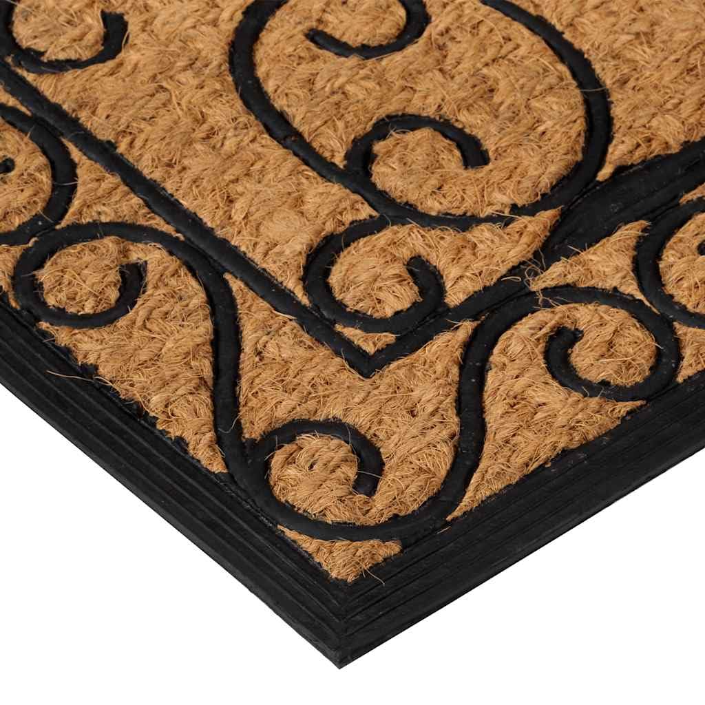 Felpudo rectangular 45 x 75 cm de goma y fibra de coco para interior y exterior, antideslizante, atrapa la suciedad, lavable, duradero, adecuado para puerta de casa, balcón, jardín, pasillo