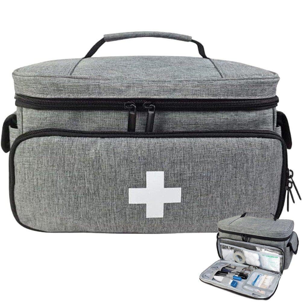 MRKU Cassetta di Pronto Soccorso Portatile per la Famiglia, armadietti Porta medicinali, Borsa Completamente Aperta e Vuota, Organizer per Bottiglie per Forniture mediche di Emergenza