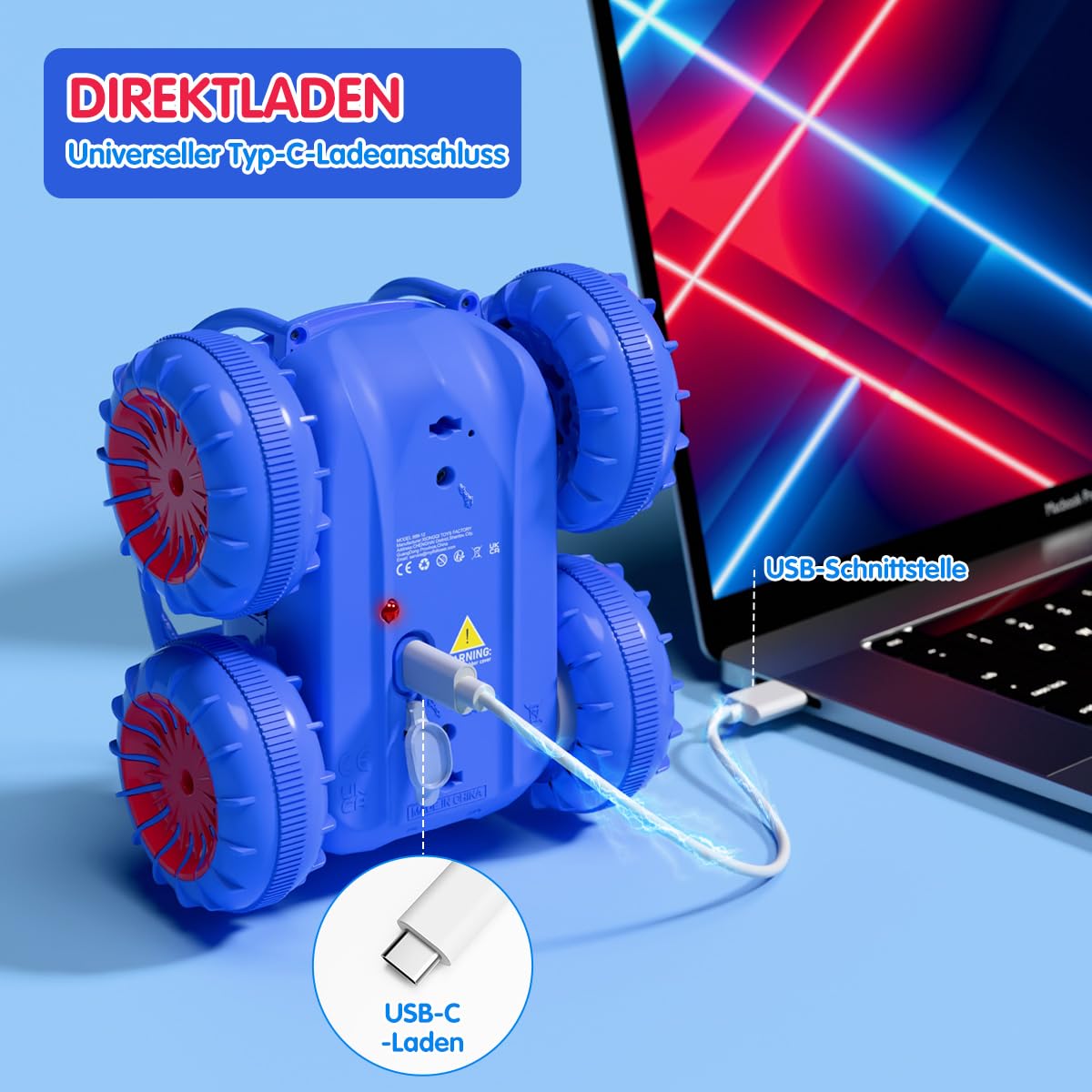 ifollower Coche teledirigido de Carga Directa 2.4GHz 4x4 Monster Truck Drift Cars con luz LED Rotación de 360° Juguetes acuáticos al Aire Libre Regalo Niña Niño 3-12 Años