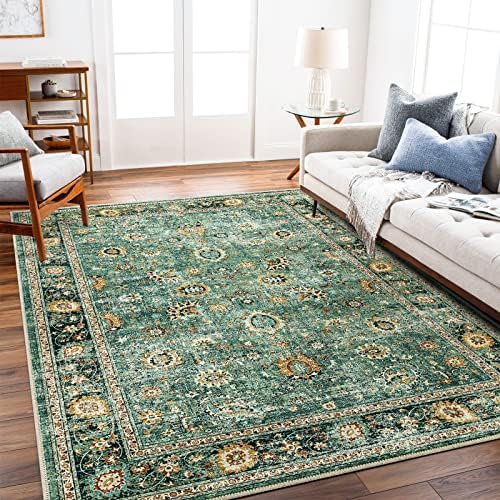 TOPRUUG Washable Area Rug 5x7 for Living Room Non Slip Runner Rugs with Rubber Backing for Bedroom Soft Kitchen Runner Rug Stain Resistant Non Shedding Rug Farmhouse Distressed Carpet Runner