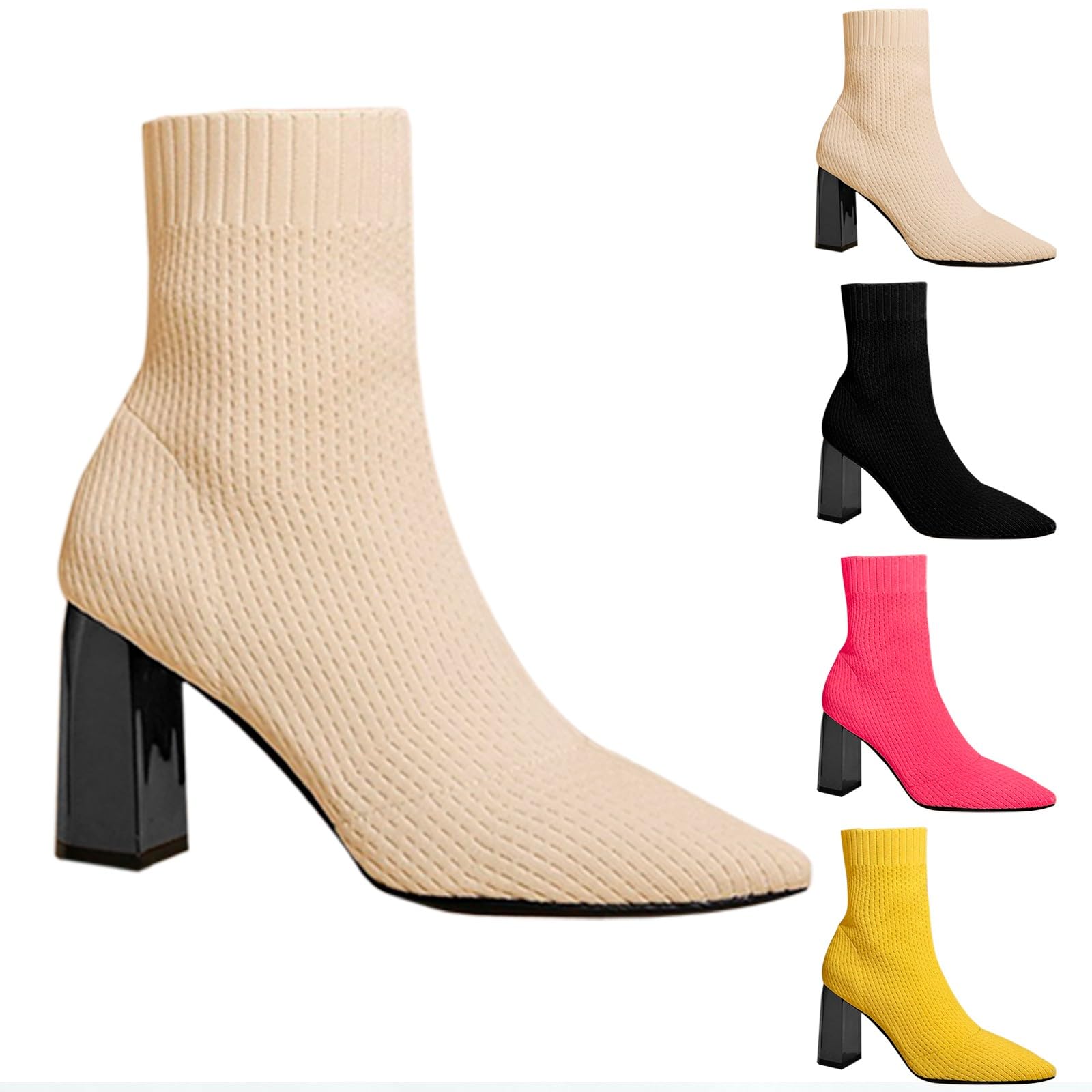 Generisch Donna Primavera Inverno Punta Volante Weave Mesh Goffo Tacco Alto Grandi Dimensioni Stivali Medio Alto Ragazze Scarpe 34