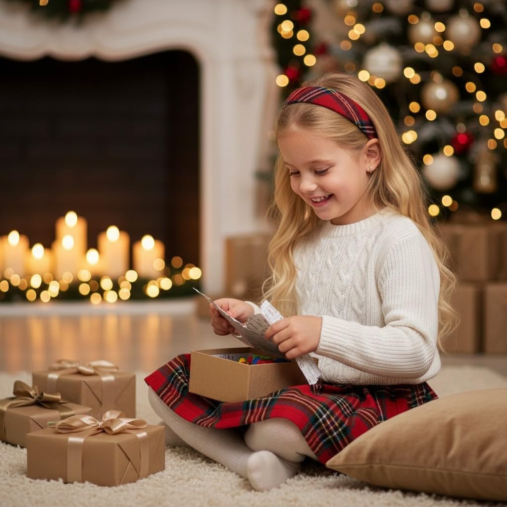 Cerchietto per Capelli Bambina in Tartan Scozzese Rosso (Rosso, Dai 3 anni in su)