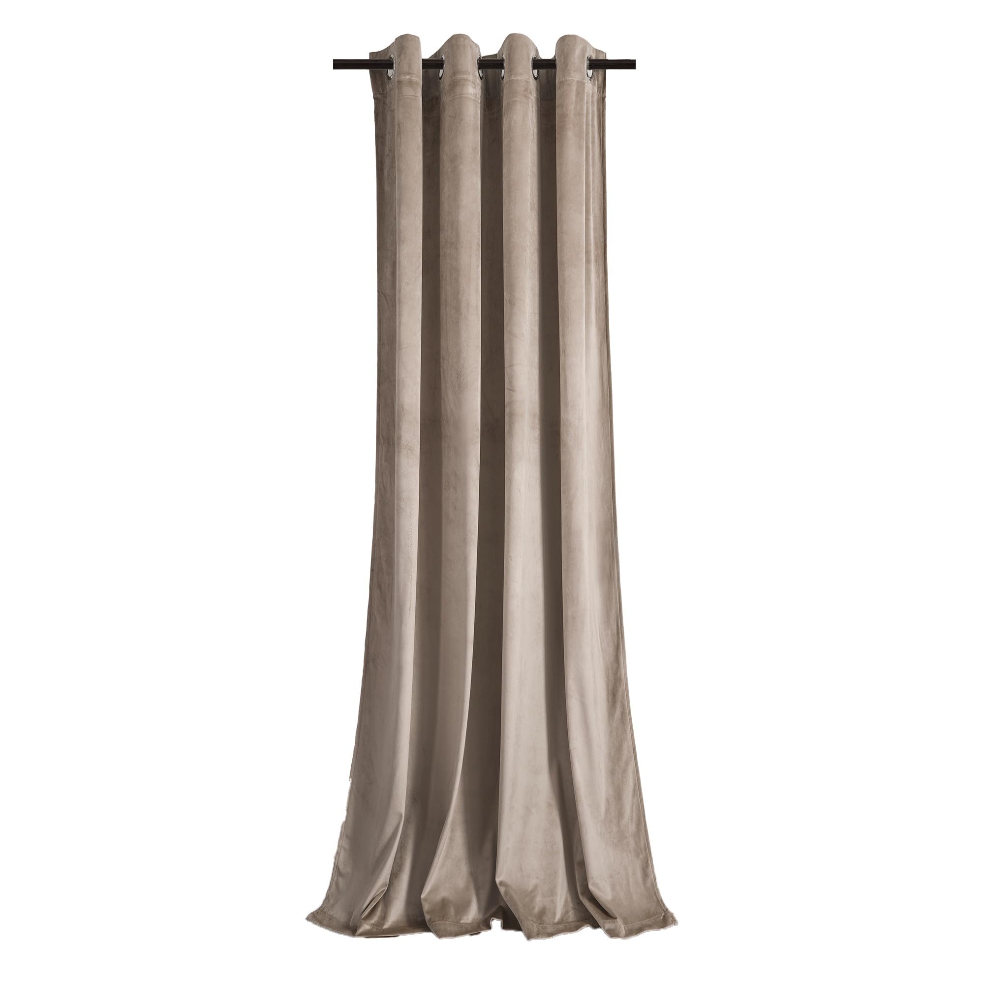 KOMA Rideau à Oeillets en Velours occultant Beige 140x250 cm