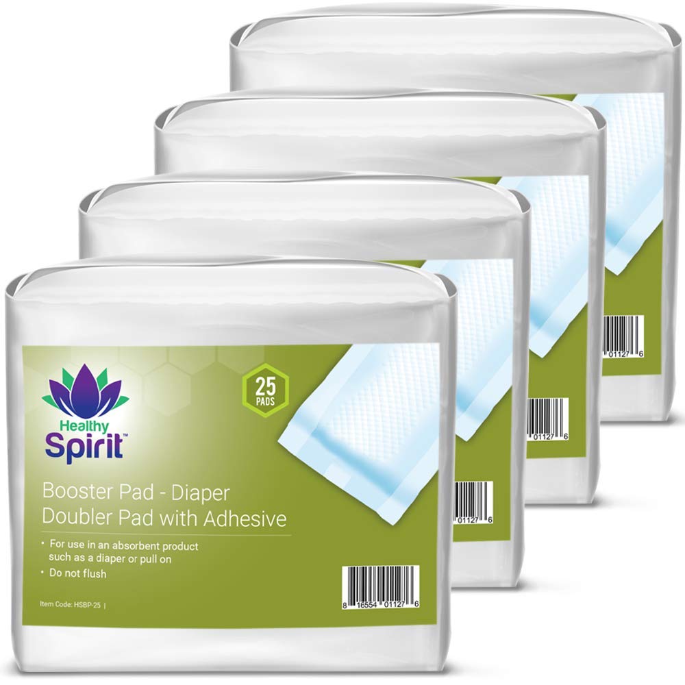 HSBP-100 Booster pad - Diaper Doubler Pad with Adhesive, No More Leaks, White, 100 Count