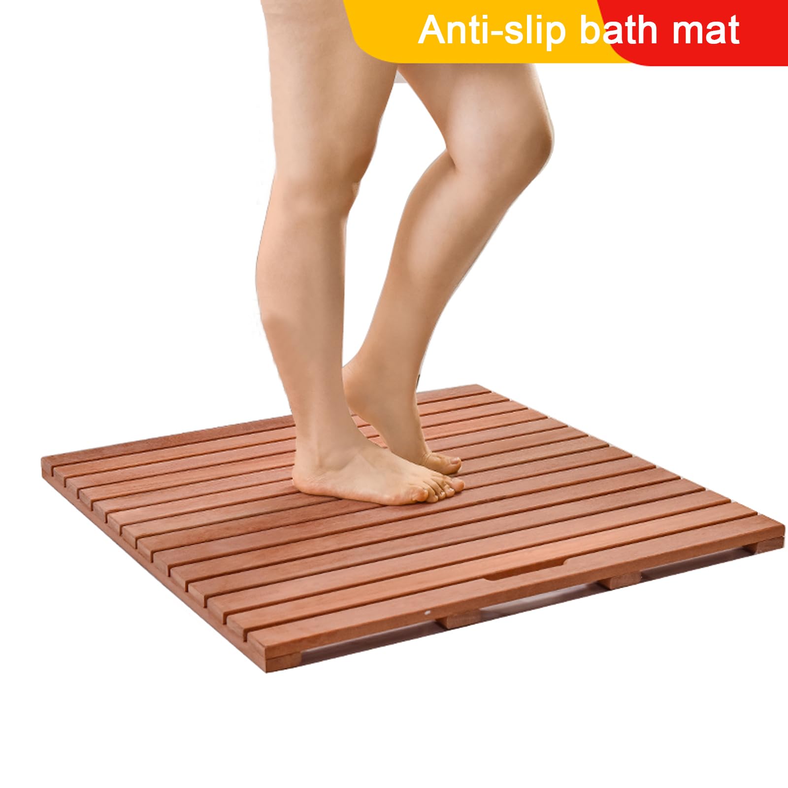 GeRRiT rutschfeste Bambus-Badematte, rechteckige Badematte aus Holz, Mehrzweck-Bambusmatte, rutschfeste Lattenrost, wasserdichte Duschmatte aus Holz, Badewannenmatten, Spa-Matte, mit rutschfesten F