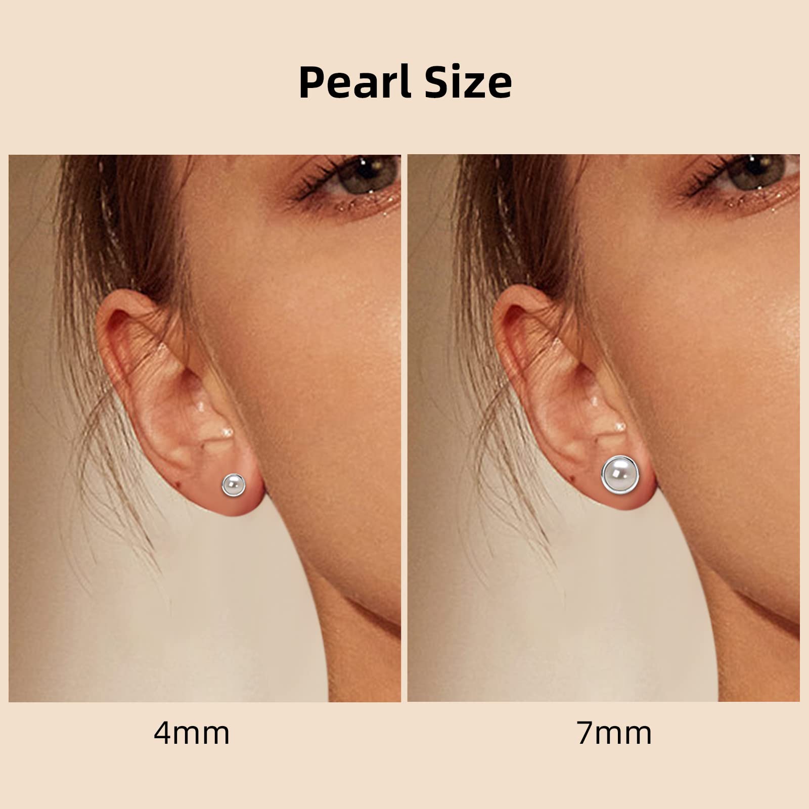 Aretes de perlas para mujer, chapados en oro de 18 quilates, seleccionados a mano, perlas cultivadas de agua dulce AAAA, hipoalergénicos, aretes de boda, regalo de joyería para ella, Plata 5