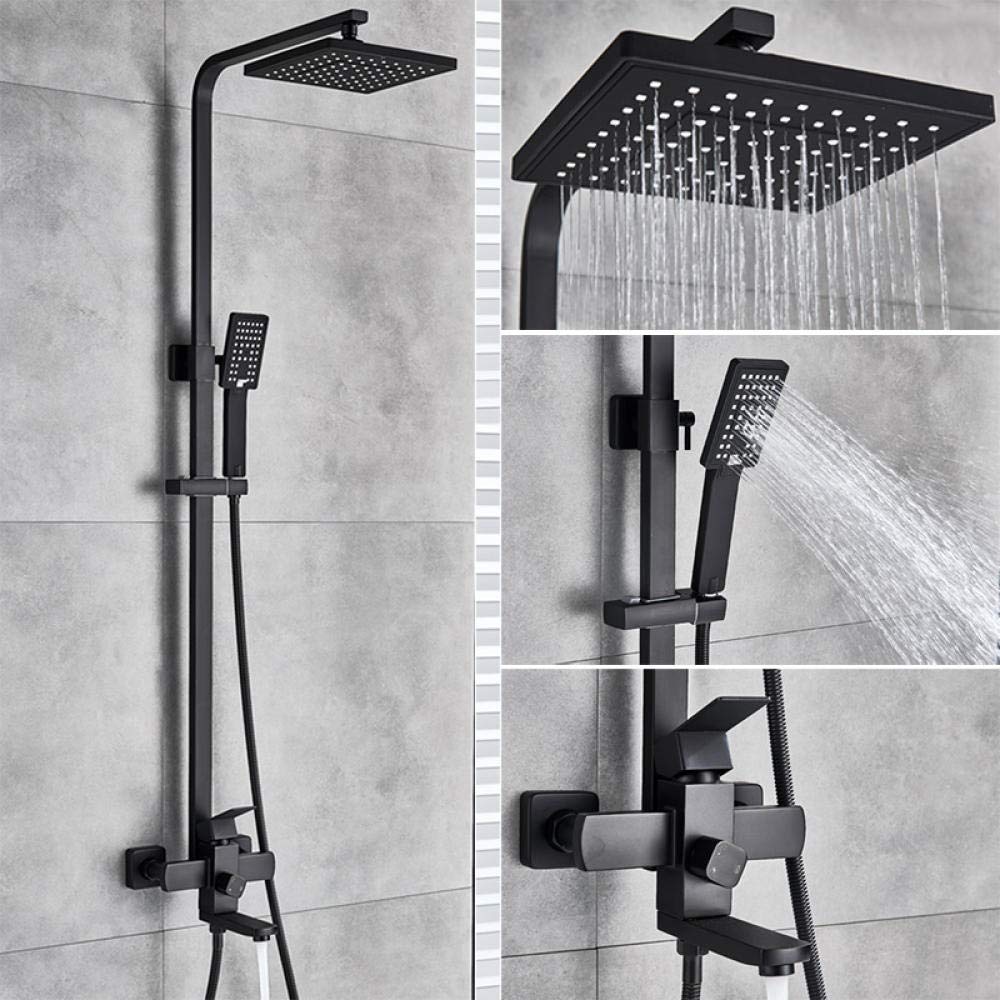 Yniyujkl Matte Black Bathroom Faucet Rain Shower Bath Faucet Wall Mounted Bathtub Shower Mixer Tap Shower Faucet Shower Set Mixer-,