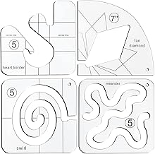 MEISO 4 Pcs Quilting Template, Free-Motion Quilting Templates Sampler Set, 3mm Transparent Acrylic Quilting Ruler for DIY Quilting On Household Sewing Machine Ruler