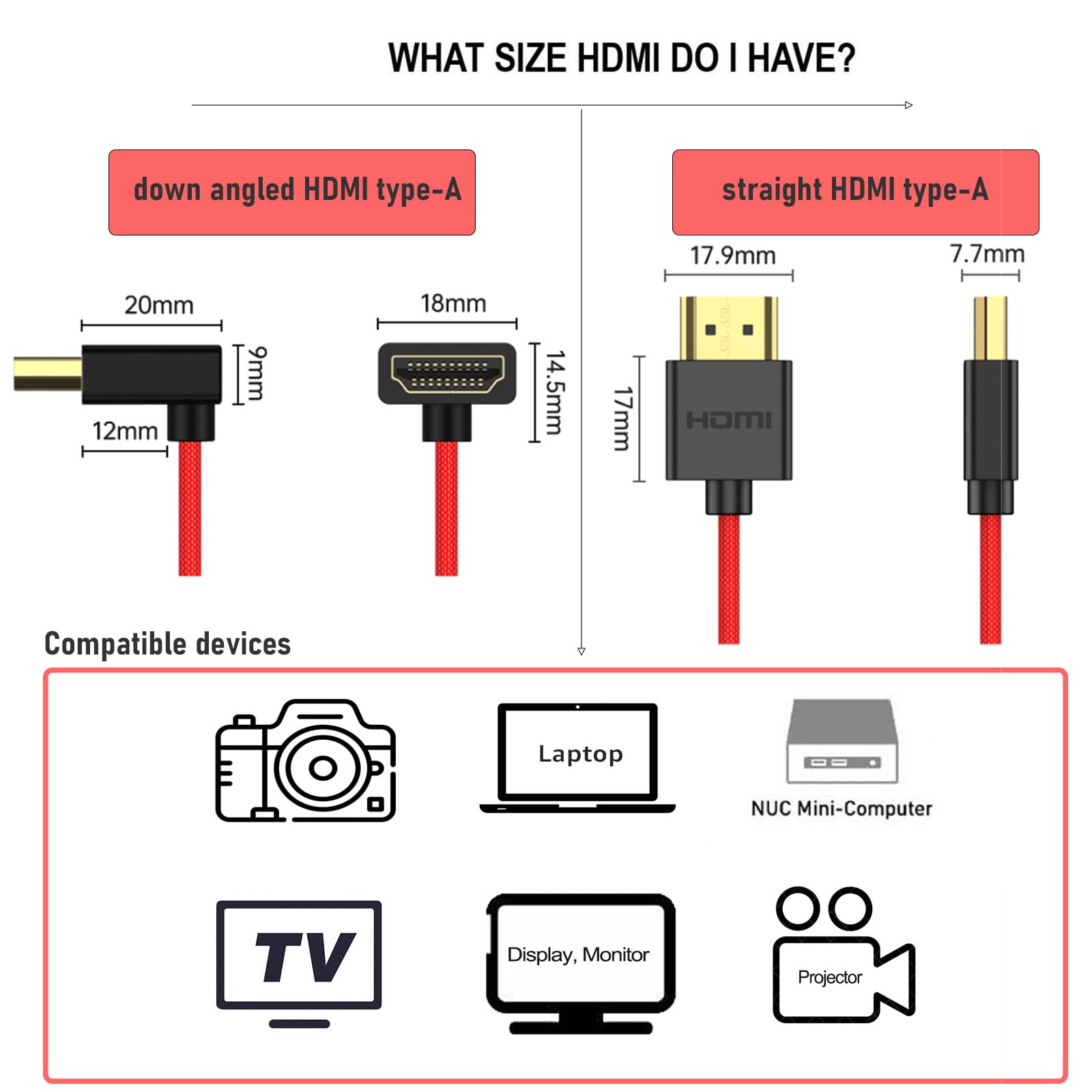 HangTon Cavo HDMI 8K 4K60p per ATOMOS Ninja V Ultra Indie 5 GODOX Sony A7IV FX3 Z280 Canon C300/500 Lumix S5M2 GH7 Camera Feelworld F5Pro Cut6 Chiavi a Porta LH5PII, tipo A