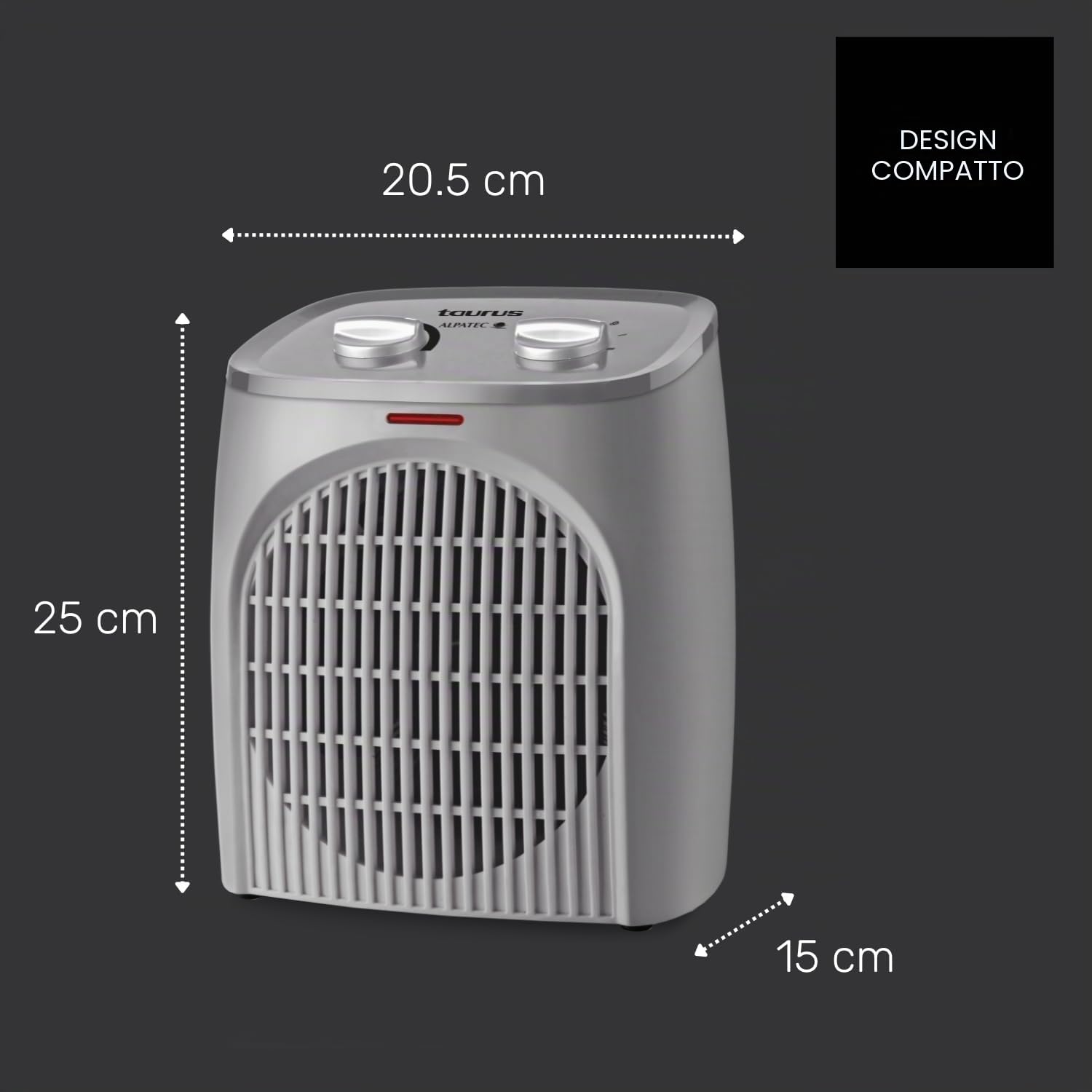 Taurus - Termoventilatore Tropicano 2000W | Basso consumo | 2 livelli calore | Termostato regolabile | Modalità ventilazione | Portatile | Ideale fino a 20 m²
