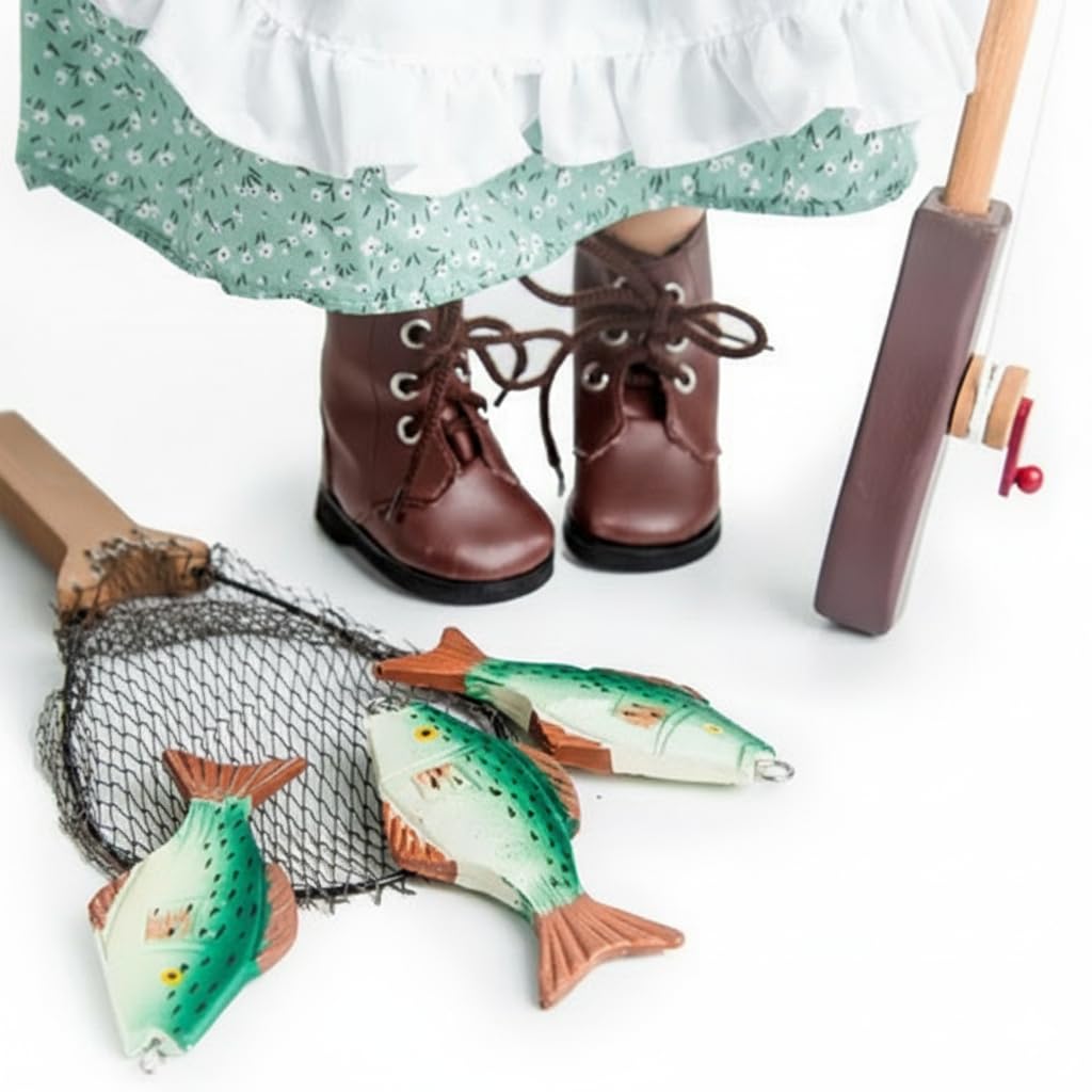 The Queen's Treasures 18 Inch Doll Accessories, Fishing Adventure Set Fishing Pole, Net, and 3 Fish, Compatible For Use With American Girl Dolls