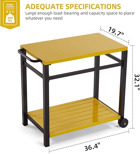 Miniatura 5 de Mesa de comedor al aire libre, carrito de parrilla de aluminio, mesa de horno de pizza movible, resistente a la intemperie, carrito de cocina para