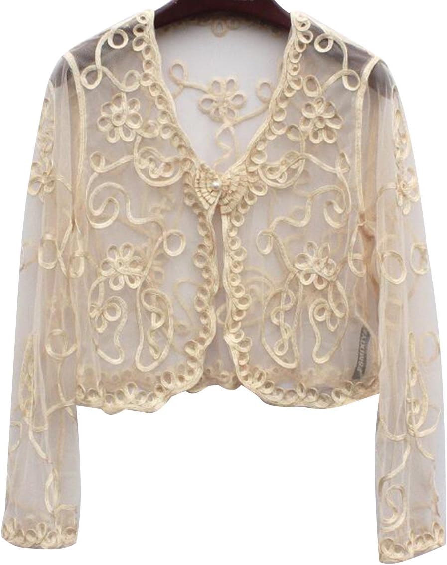 Summer Bolero Shrug Jacket Long Sleeve Lace Shrug Cardigan