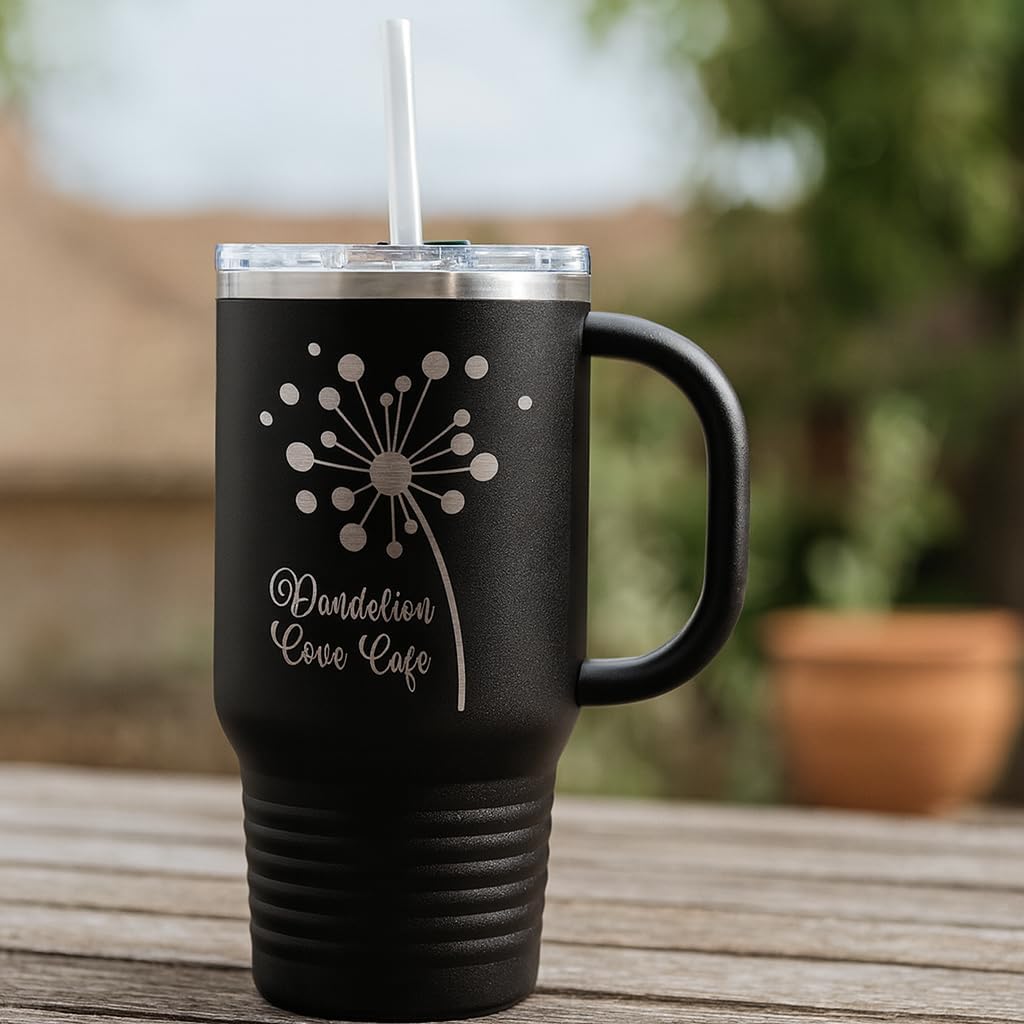 Personalized 32oz Tumbler With Handle, Custom Cup With Lid And Straw, Customized Laser Engraved With Name, Logo or Text, Etched Travel Cups