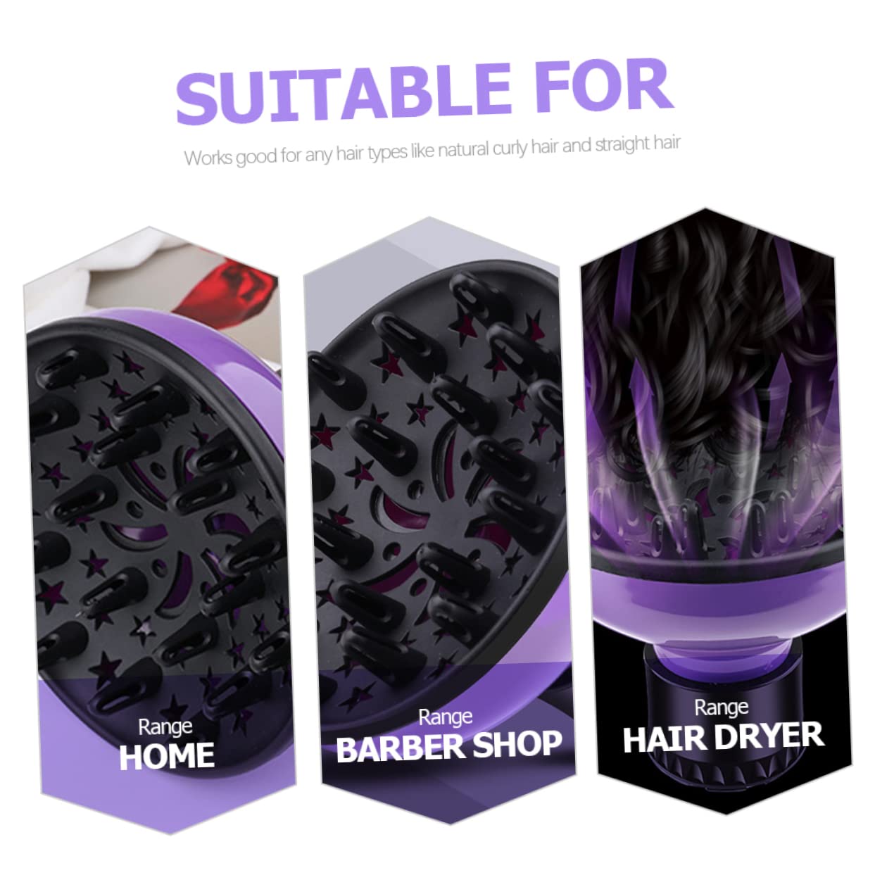 NOLITOY Hair Dryer Hood Diffuser Attachment Curly Hair Blow Dryer Easy to Use Durable Plastic