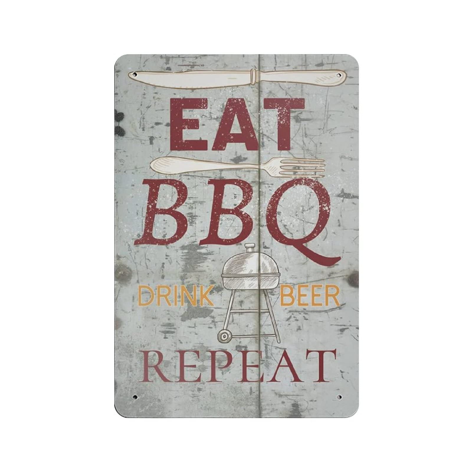 Metal Tin Sign Eat BBQ Drink Beer Vintage Tin Poster Metal Sign Wall Decoration Country Kitchen Home Garage Decor 12"x8"