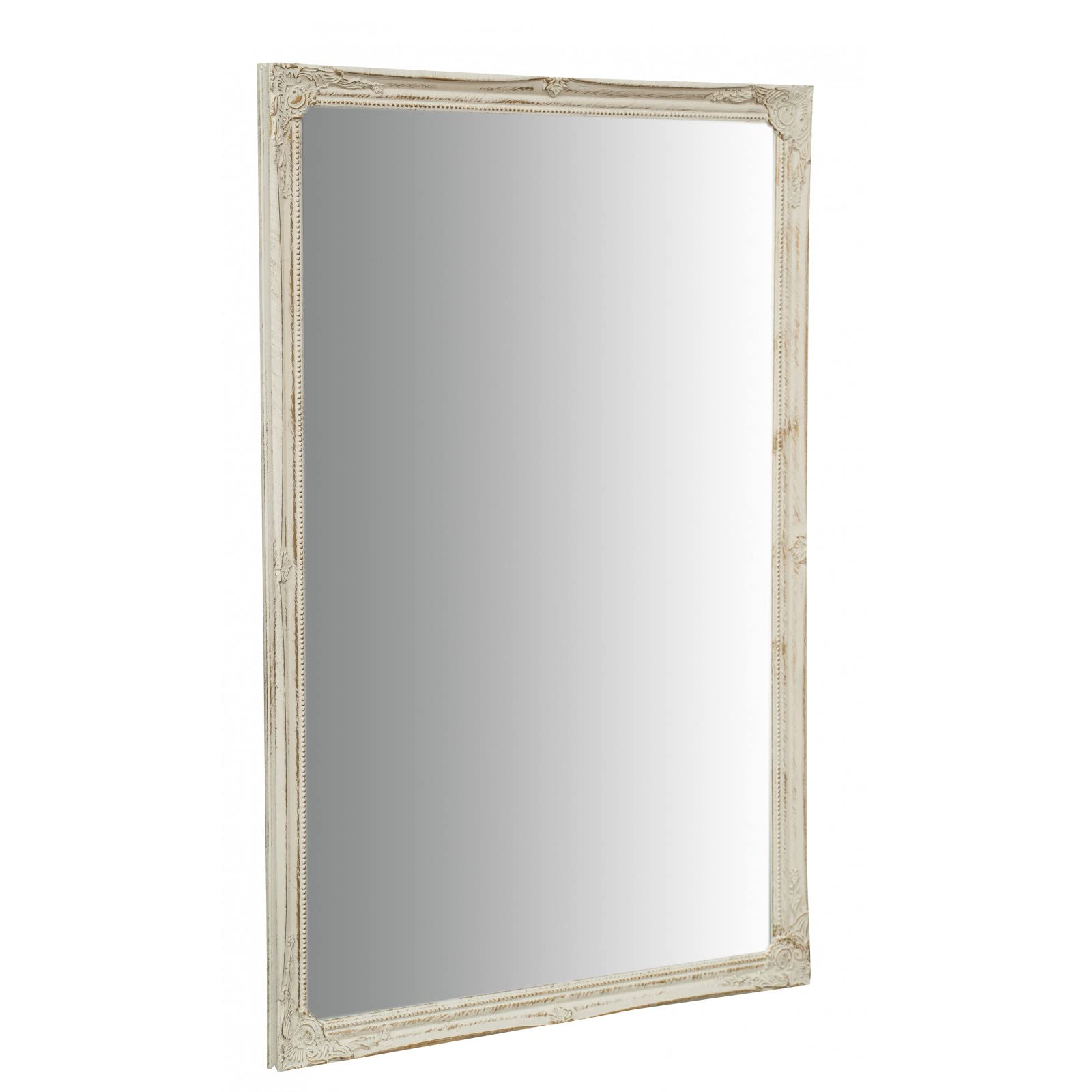 Specchio Da Parete Biscottini 62x92 Cm | Bagno E Camera Shabby Chic Con Ganci | Cornice Legno Bianco