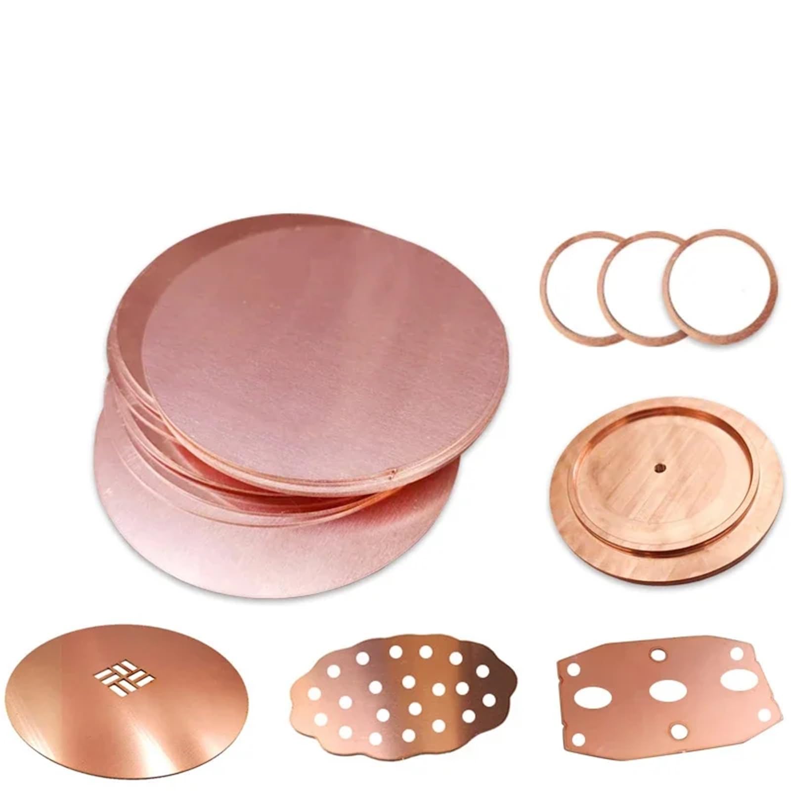 5 Stück T2-Kupferscheibenblech, runde Platte aus reinem Kupfer, Durchmesser 30 mm–50 mm, Dicke 0,1 mm–5 mm(50x4mm)
