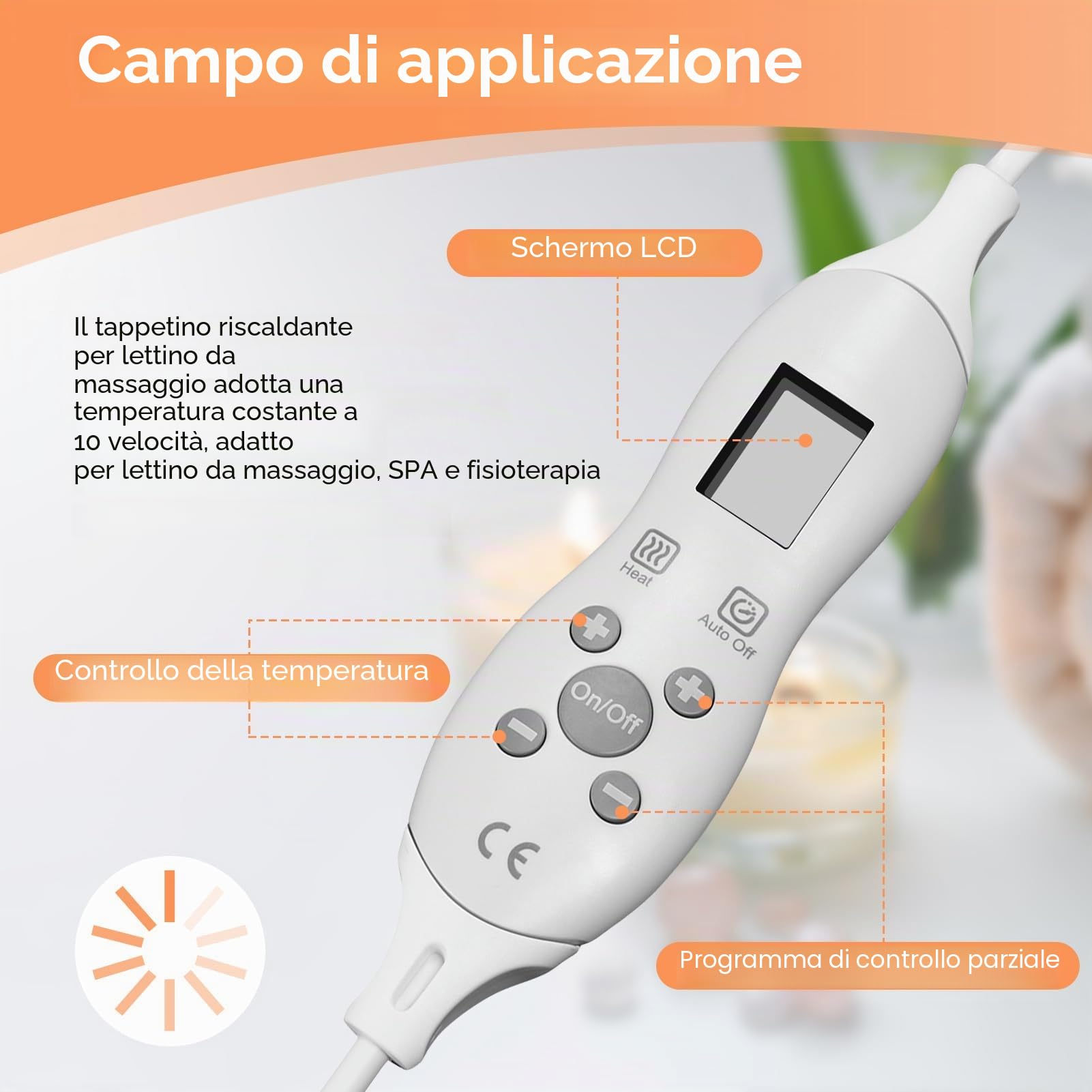 Scaldacollo termico per massaggio, riscaldatore materasso con temperatura regolabile a 10 velocità, riscaldatore elettrico per lettini massaggianti, spa europea, 220 V