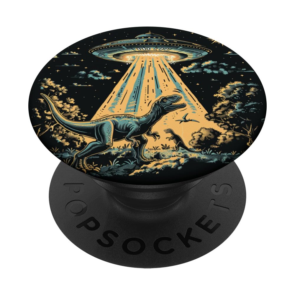 Alien Lover Flying Saucer UFO Abduction Dinosaur PopSockets Adhesive PopGrip