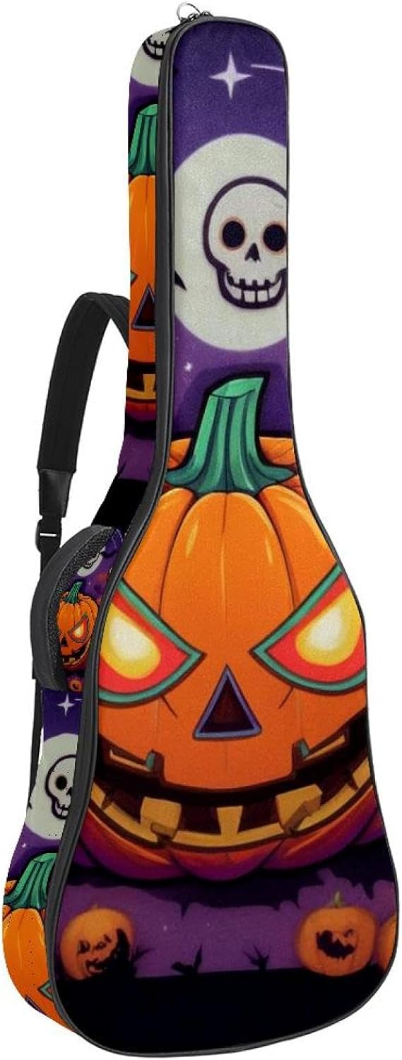 Cartoon Halloween Guitar Bag 40 41 42 In 2 Pockets Guitar Case Waterproof Guitar Case Resistent Oxford Cloth 0.4 In Extra Thick Sponge Padded for Acoustic Guitar