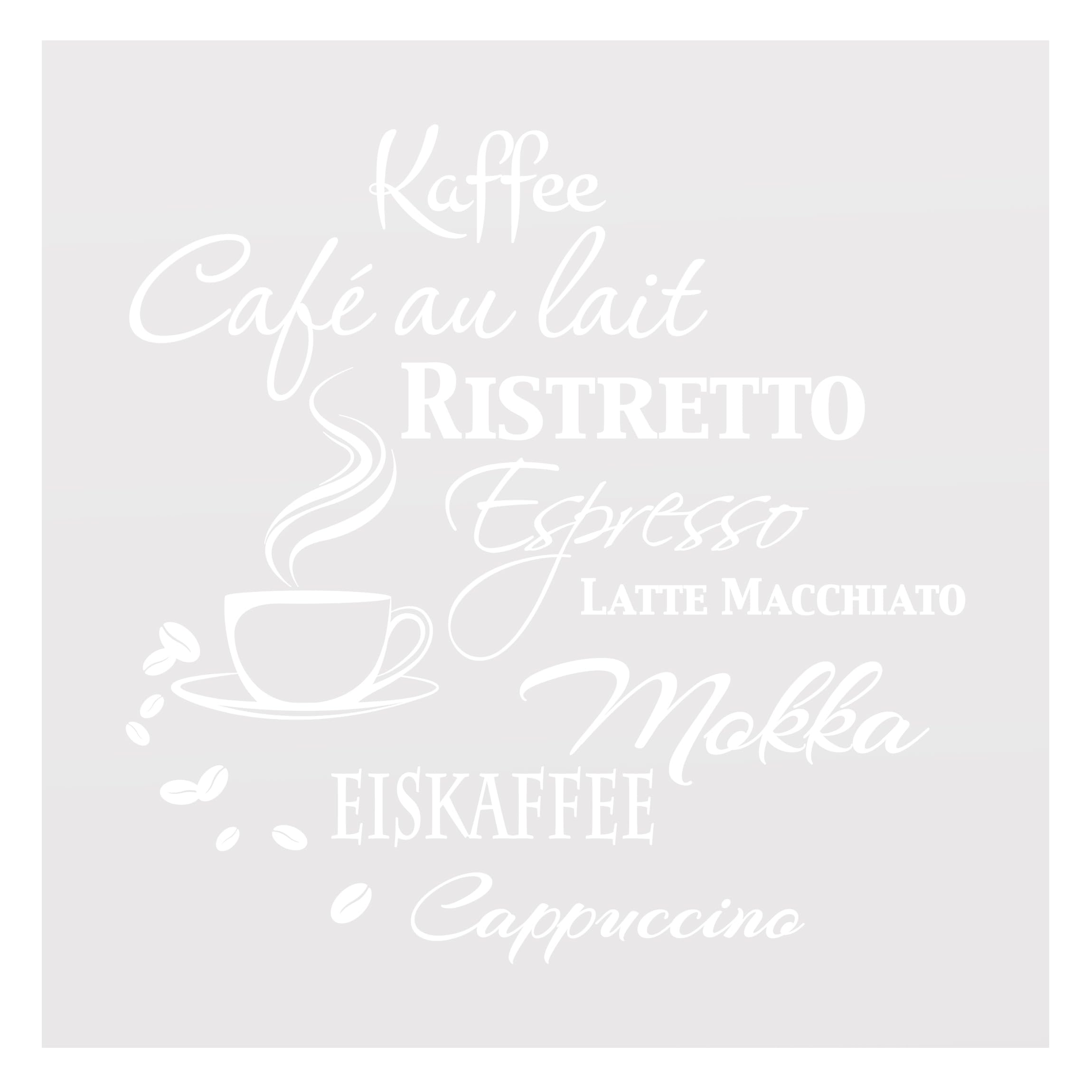 Fensterfolie statisch haftend Sprüche Sichtschutz Milchglas - Made in Germany - Kaffee Typo Blickdicht Scheibe Innen Küche Glas 1684 (80x80cm)