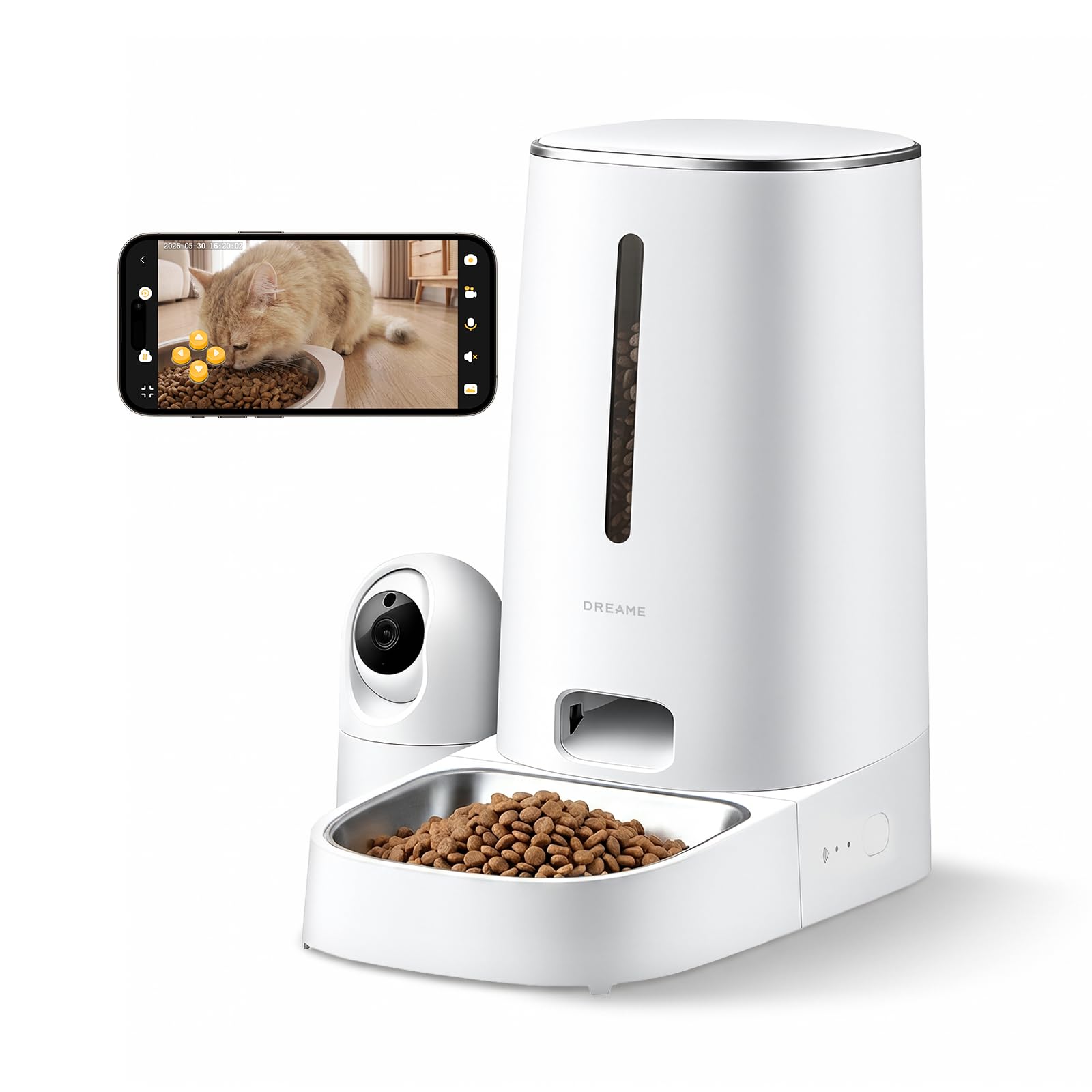 DREAME PW10 Comedero Automático para Mascotas con Cámara HD De 2 MP, Dispensador Inteligente De Alimento para Perros Y Gatos con Ángulo Amplio De 270°, Capacidad De 4 L, Control por App