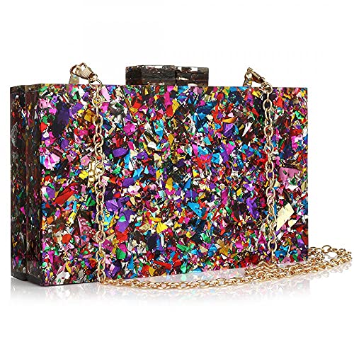 Image of Acrylic Handbags for Women Multicolor Perspex Geometric Purses Box Clutch Elegant Crossbody Bag for Lady Evening Banquet Prom