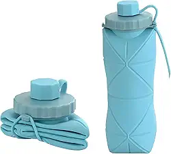 Garrafa De Água Dobrável Retrátil Silicone Portátil Compacta 600ml (Azul)