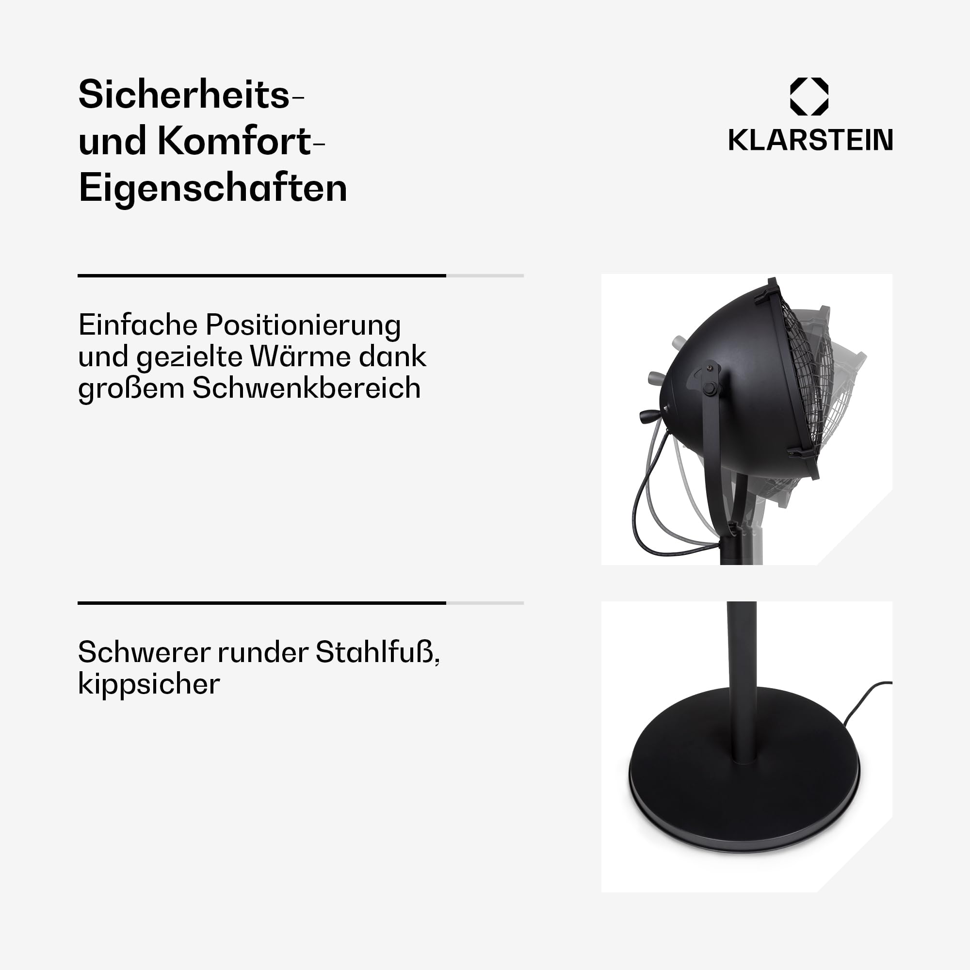 blumfeldt Heatspot Terrassenheizstrahler - Infrarot Heizstrahler, Outdoor-Heizstrahler, Standheizstrahler mit 900, 1500 oder 2000 Watt, IR ComfortHeat, Carbon-Heizelemente, IP54, Außengebrauch,schwarz