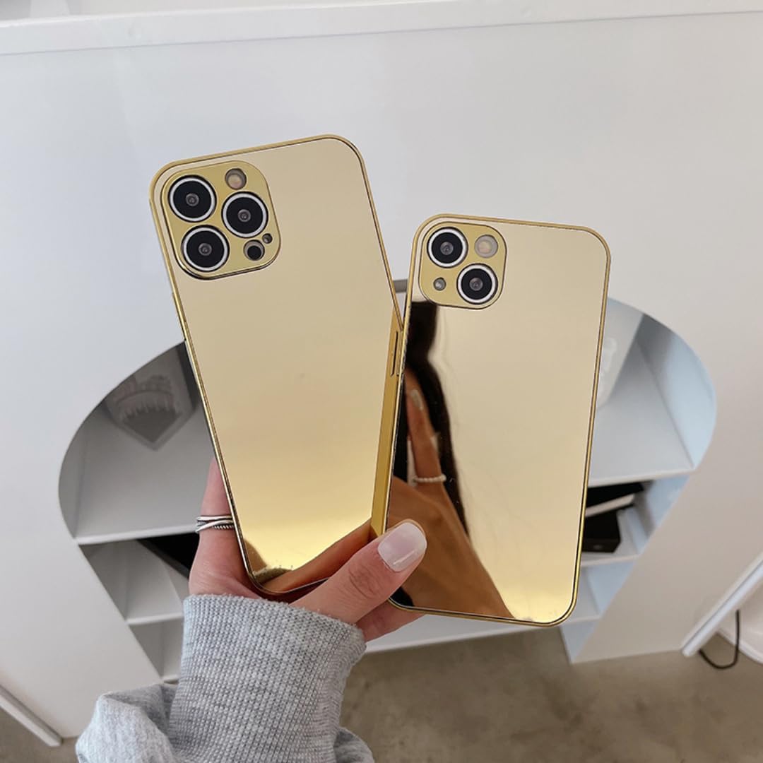 Brief Silver Golden Mirror Shockproof Case for iPhone 17 16 15 14 13 12 11 Pro Max X XR XS Electroplated Hard Back Cover(for iPhone 16/2)