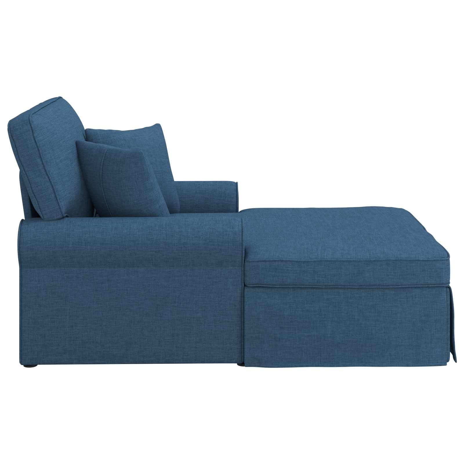 Chaise Lounge con gonna e 2 cuscini, in tessuto blu, 91 x 157 x 91 cm, imbottita, con braccioli e schienale, ergonomica, imbottita, per soggiorno, camera da letto, ufficio, rilassarsi, leggere