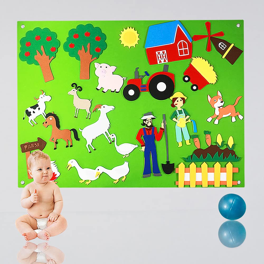 Yowlieu Large Farm Felt Story Board for Todders Kids, 3.5Ft Felt Animals Farmhouse Livestock