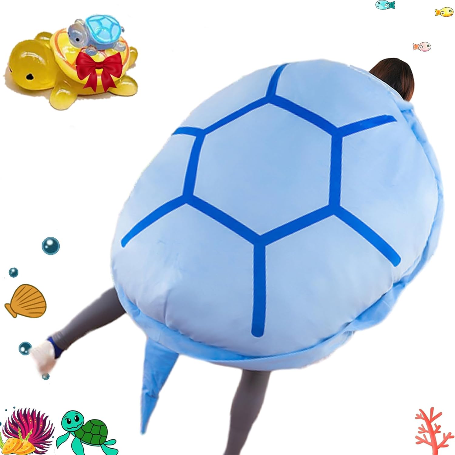Giant Wearable Turtle Shell Pillow with 5 Mini Turtle Blind