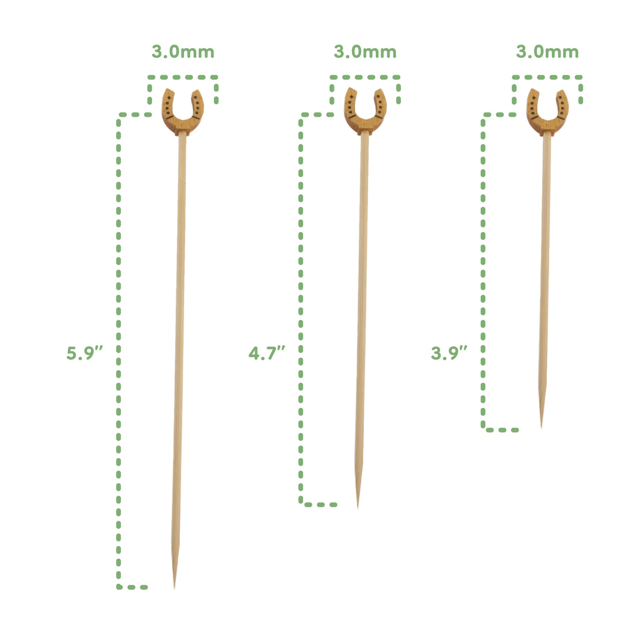 BambooMN 5.9" (15cm) Decorative Lucky Horseshoe End Bamboo Cocktail Fruit Sandwich Picks Skewers for Catered Events Holiday's - Image 3