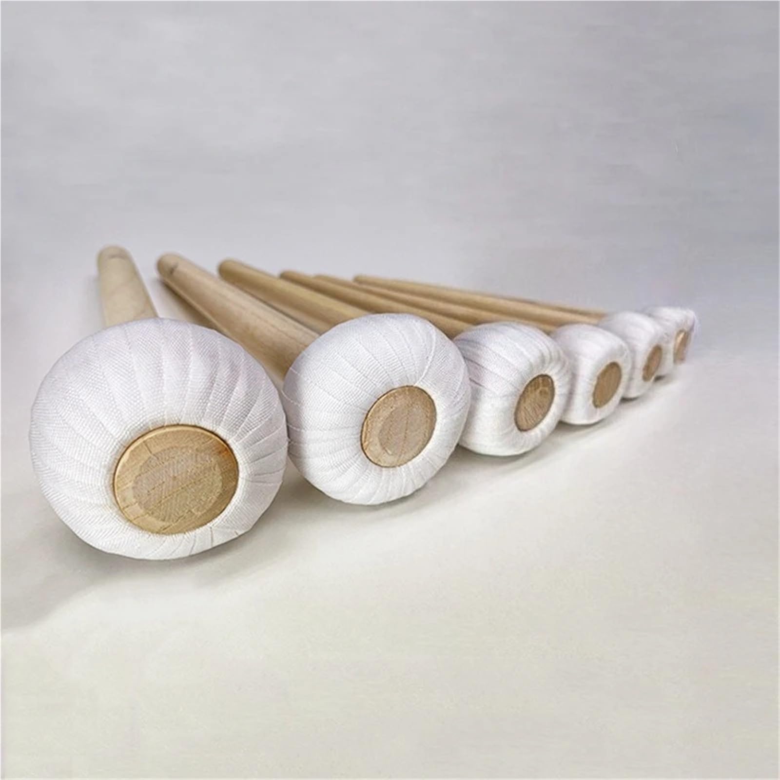 1 paire de maillets cymbale en nylon, fait à la main, manche bois massif, maillet rond for jeu percussion professionnel Pour Instrument À Percussion(41CM)