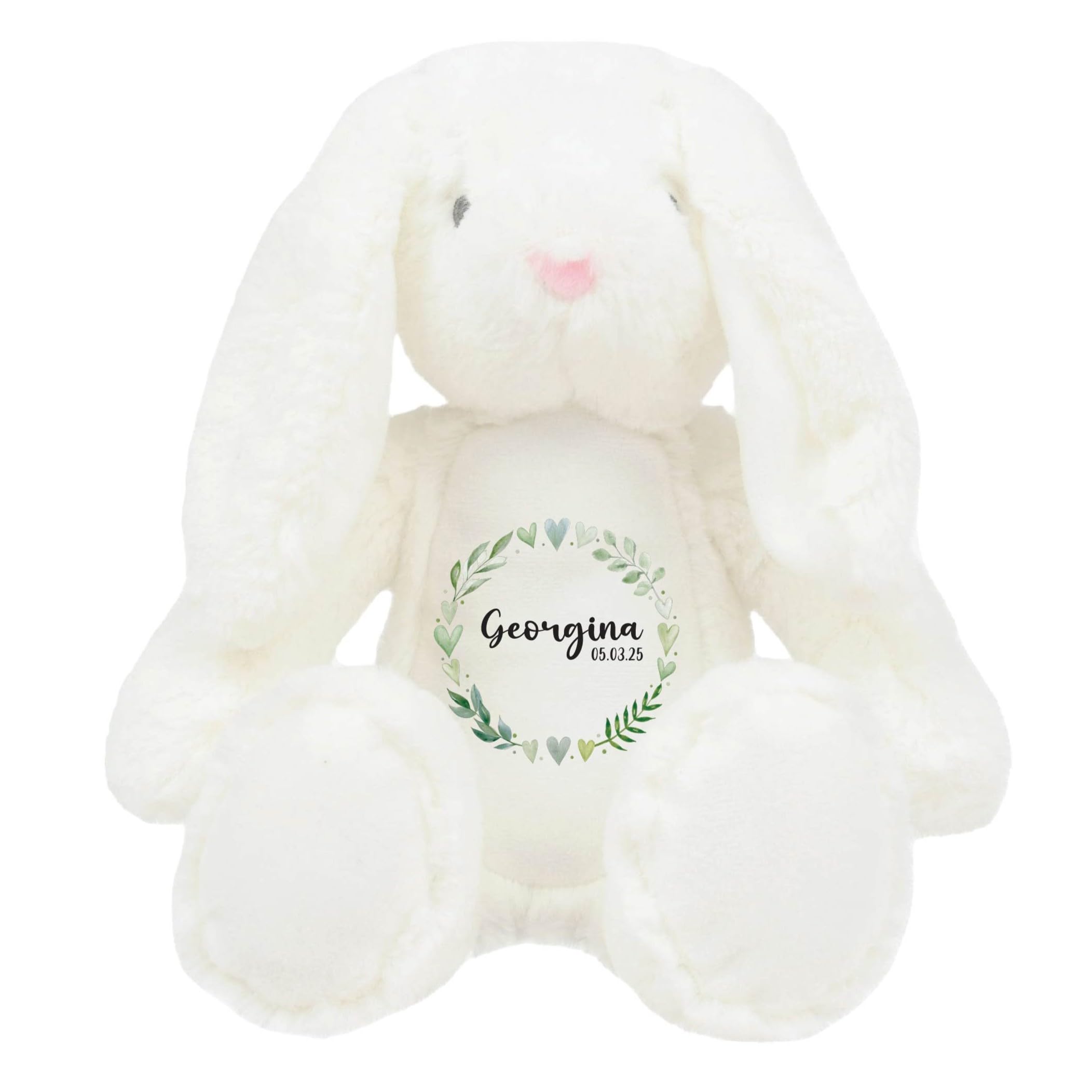 Crafted Memories - Personalised Soft Toy | Customisable Name Teddy for Newborns & Kids | Ideal for Christening, 1st Birthday, Baby Shower, Xmas | Newborn Girls | Green Wreath | 20-23cm