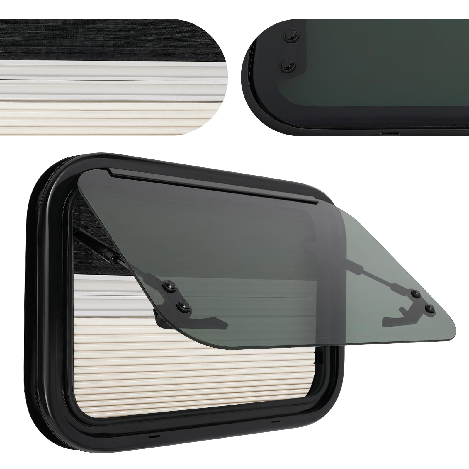 MINRS Fenêtre de camping-car avec moustiquaire latérale pour caravane, protection solaire, fenêtre coulissante pour VR, caravanes, véhicules de loisirs, camping-car, 500x350mm