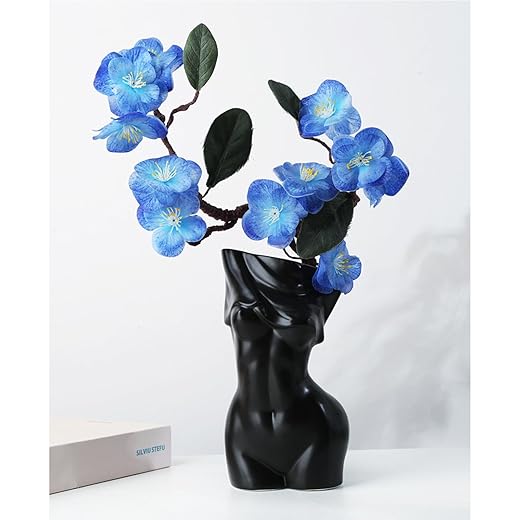 Romehaha Ceramic Body Vase Female Form,Unique Undressing,Female Body Vase Modern Curve Art Body Flower Vase for Home Decor Table Decor 7.28x3.94x3.54inches(Black)