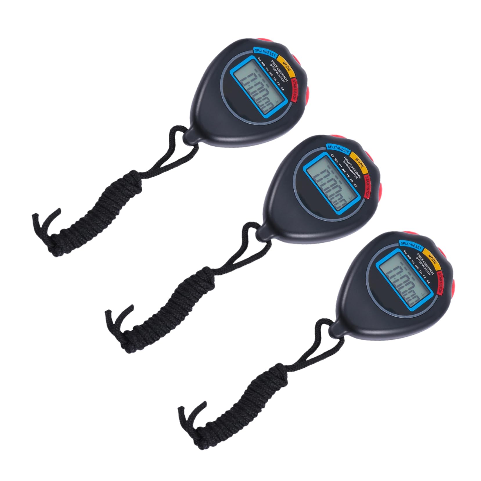 KICHOUSE 3Pcs Professional Electronic Stopwatch Lightweight and Portable Fitness Timer for Running Sports Referee and Training Sessions Durable Design for Use