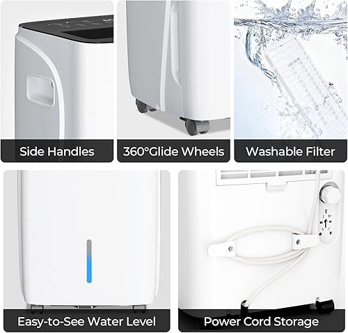 Miniatura 8 de 50 Pint Dehumidifiers for SmallMedium Rooms, Bedrooms & Bathrooms & Basement, Custom Humidity Control, 43dB Quiet, 3 Modes, Portable Home