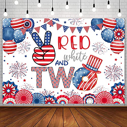 Fondo decorativo rojo, blanco y azul 7 x 5 ft para fotografía miniatura 1