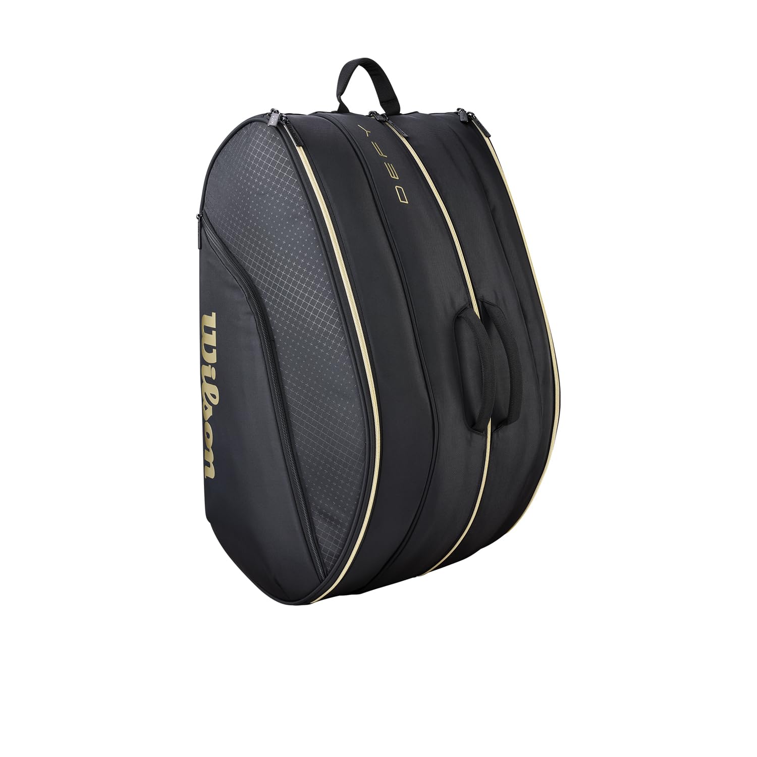 Wilson Defy V1 Padel-Tasche, Mit Thermoguard-Schutz für sechs Padel-Schläger, Kombiniert Komfort, Praktikabilität & Vielseitigkeit, Farbe: Schwarz/Gold