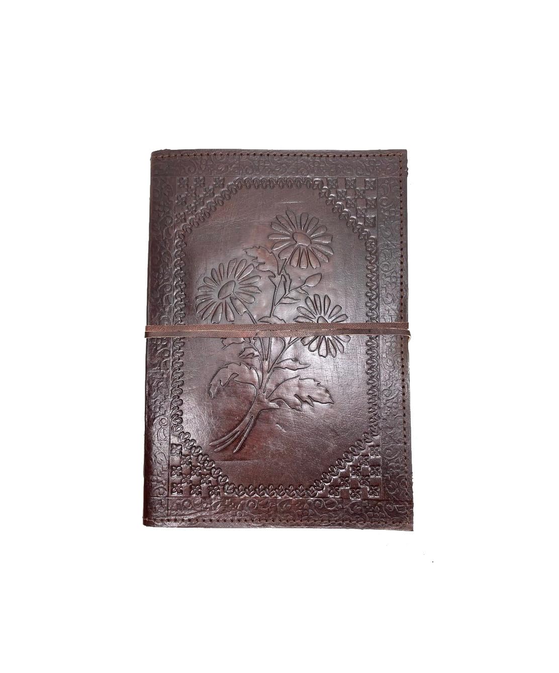 ROOGU Leder Notizbuch [B5] – Handmade Skizzenbuch aus Indien mit Büffelleder & Baumwollpapier – Gästebuch, Tagebuch, Herbarium, Geschenk